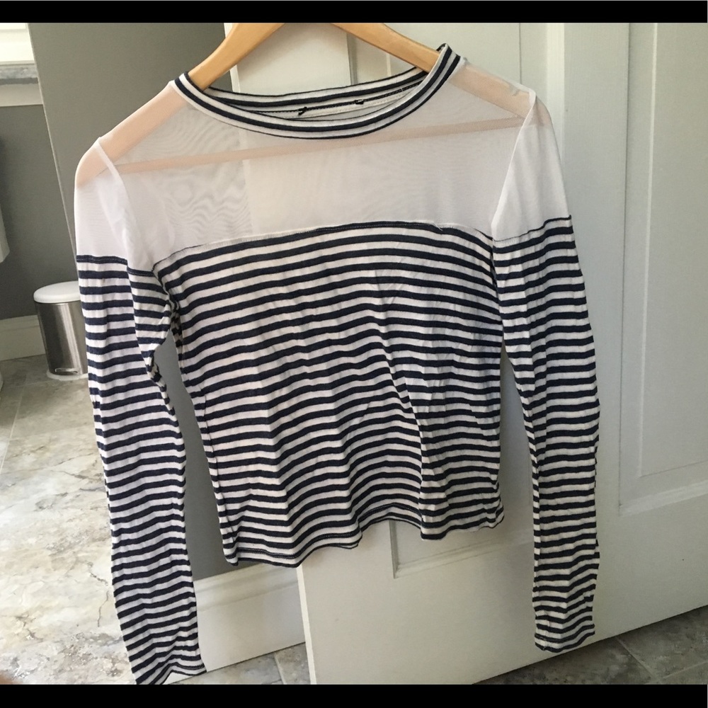 Nordstrom Long sleeve Mesh Striped Slightly Top